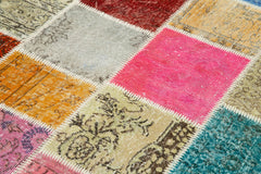 Kırk Yama Mavi Patchwork Pamuk Yün El Dokuma Halısı 147x204 Agacan