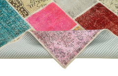 Kırk Yama Mavi Patchwork Pamuk Yün El Dokuma Halısı 147x204 Agacan