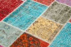 Kırk Yama Mavi Patchwork Pamuk Yün El Dokuma Halısı 142x206 Agacan