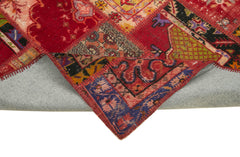 Kırk Yama Kırmızı Patchwork Pamuk Yün El Dokuma Halısı 138x203 Agacan