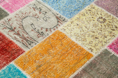 Kırk Yama Mavi Patchwork Pamuk Yün El Dokuma Halısı 145x201 Agacan
