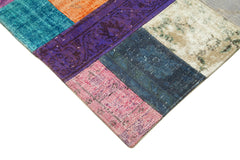 Kırk Yama Mavi Patchwork Pamuk Yün El Dokuma Halısı 143x201 Agacan