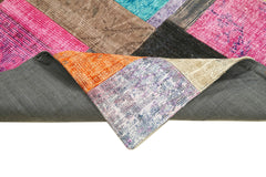 Kırk Yama Mavi Patchwork Pamuk Yün El Dokuma Halısı 143x201 Agacan