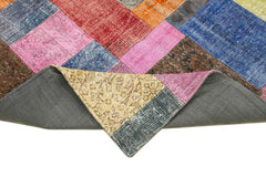 Kırk Yama Mavi Patchwork Pamuk Yün El Dokuma Halısı 143x202 Agacan