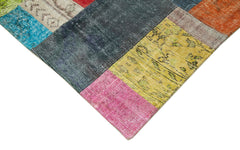 Kırk Yama Mavi Patchwork Pamuk Yün El Dokuma Halısı 203x301 Agacan
