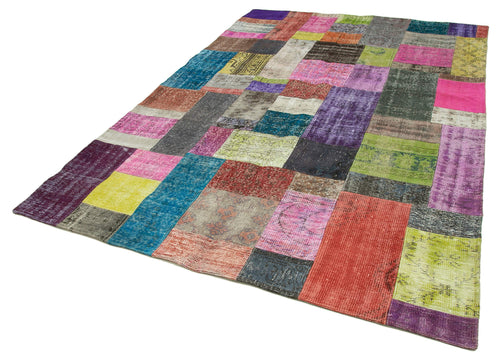 Kırk Yama Mavi Patchwork Pamuk Yün El Dokuma Halısı 203x300 Agacan