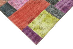 Kırk Yama Mavi Patchwork Pamuk Yün El Dokuma Halısı 203x300 Agacan