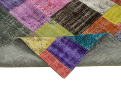 Kırk Yama Mavi Patchwork Pamuk Yün El Dokuma Halısı 203x300 Agacan