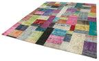 Kırk Yama Mavi Patchwork Pamuk Yün El Dokuma Halısı 250x305 Agacan