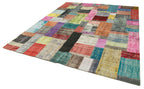 Kırk Yama Mavi Patchwork Pamuk Yün El Dokuma Halısı 251x305 Agacan
