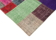 Kırk Yama Mavi Patchwork Pamuk Yün El Dokuma Halısı 250x300 Agacan