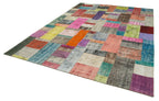 Kırk Yama Mavi Patchwork Pamuk Yün El Dokuma Halısı 251x351 Agacan