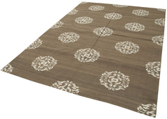 Geometric Duri Kahverengi Geometrik Pamuk Yün El Dokuma Halısı 191x271 Agacan