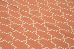 Geometric Duri Turuncu Geometrik Pamuk Yün El Dokuma Halısı 196x279 Agacan