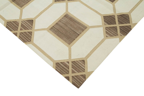 Geometric Duri Kahverengi Geometrik Pamuk Yün El Dokuma Halısı 177x267 Agacan