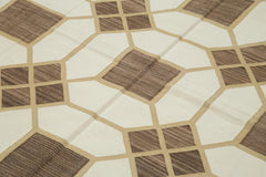 Geometric Duri Kahverengi Geometrik Pamuk Yün El Dokuma Halısı 177x267 Agacan