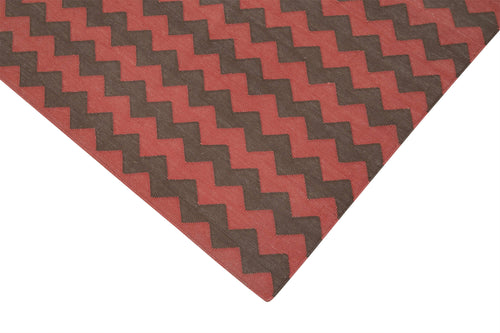 Geometric Duri Kırmızı Geometrik Pamuk Yün El Dokuma Halısı 182x271 Agacan