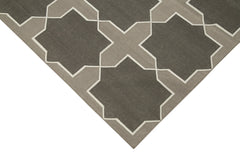 Geometric Duri Gri Geometrik Pamuk Yün El Dokuma Halısı 190x271 Agacan