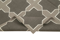 Geometric Duri Gri Geometrik Pamuk Yün El Dokuma Halısı 190x271 Agacan