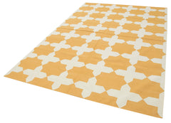 Geometric Duri Sarı Geometrik Pamuk Yün El Dokuma Halısı 188x271 Agacan