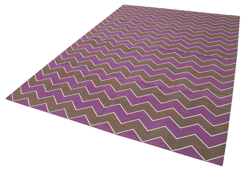 Geometric Duri Kahverengi Geometrik Pamuk Yün El Dokuma Halısı 187x271 Agacan