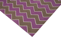 Geometric Duri Kahverengi Geometrik Pamuk Yün El Dokuma Halısı 187x271 Agacan