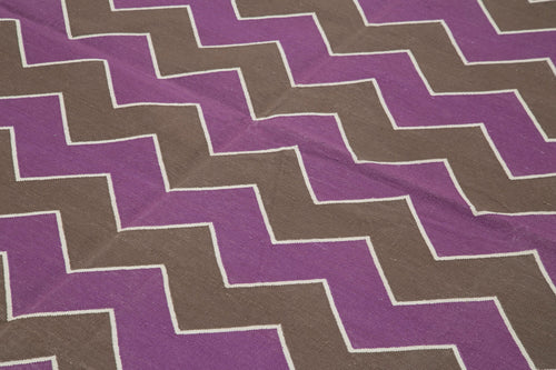Geometric Duri Kahverengi Geometrik Pamuk Yün El Dokuma Halısı 187x271 Agacan