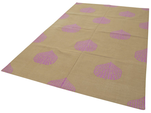 Geometric Duri Kahverengi Geometrik Pamuk Yün El Dokuma Halısı 179x269 Agacan