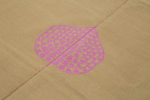 Geometric Duri Kahverengi Geometrik Pamuk Yün El Dokuma Halısı 179x269 Agacan