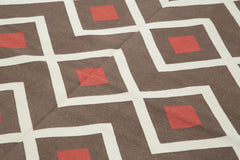 Geometric Duri Kahverengi Geometrik Pamuk Yün El Dokuma Halısı 184x273 Agacan