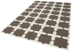 Geometric Duri Kahverengi Geometrik Pamuk Yün El Dokuma Halısı 186x274 Agacan