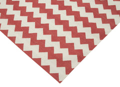 Geometric Duri Kırmızı Geometrik Pamuk Yün El Dokuma Halısı 183x269 Agacan