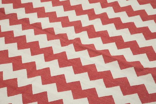 Geometric Duri Kırmızı Geometrik Pamuk Yün El Dokuma Halısı 183x269 Agacan