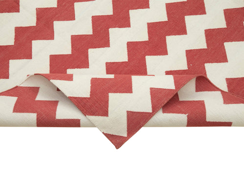 Geometric Duri Kırmızı Geometrik Pamuk Yün El Dokuma Halısı 183x269 Agacan