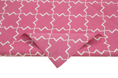 Geometric Duri Pembe Geometrik Pamuk Yün El Dokuma Halısı 186x273 Agacan