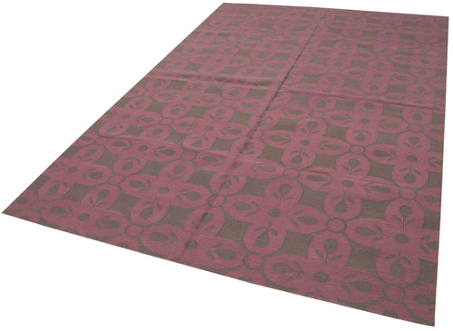 Geometric Duri Kahverengi Geometrik Pamuk Yün El Dokuma Halısı 185x269 Agacan