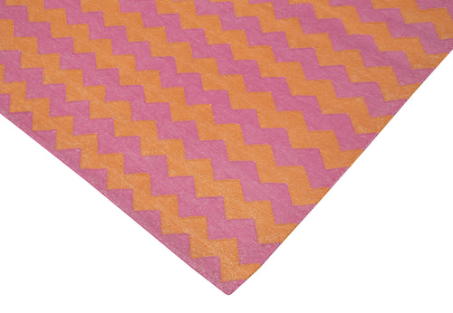 Geometric Duri Mor Geometrik Pamuk Yün El Dokuma Halısı 182x272 Agacan