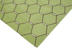 Geometric Duri Yeşil Geometrik Pamuk Yün El Dokuma Halısı 185x282 Agacan