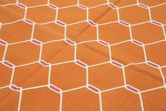 Geometric Duri Turuncu Geometrik Pamuk Yün El Dokuma Halısı 184x266 Agacan