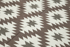 Geometric Duri Kahverengi Geometrik Pamuk Yün El Dokuma Halısı 176x269 Agacan