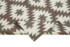 Geometric Duri Kahverengi Geometrik Pamuk Yün El Dokuma Halısı 176x269 Agacan