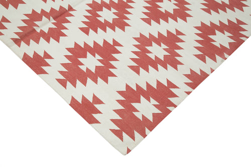 Geometric Duri Kırmızı Geometrik Pamuk Yün El Dokuma Halısı 188x273 Agacan