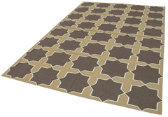 Geometric Duri Kahverengi Geometrik Pamuk Yün El Dokuma Halısı 191x277 Agacan