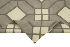 Geometric Duri Gri Geometrik Pamuk Yün El Dokuma Halısı 184x267 Agacan