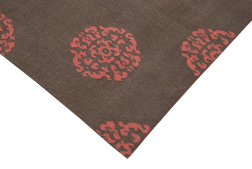 Geometric Duri Kahverengi Geometrik Pamuk Yün El Dokuma Halısı 183x272 Agacan