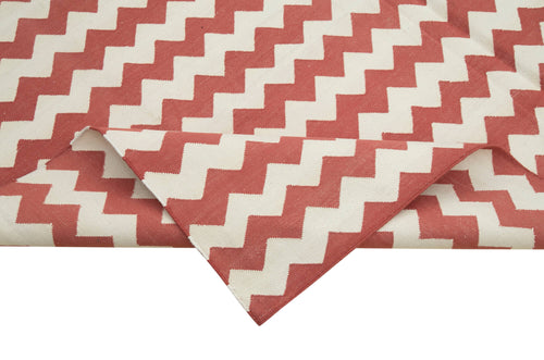 Geometric Duri Kırmızı Geometrik Pamuk Yün El Dokuma Halısı 183x270 Agacan