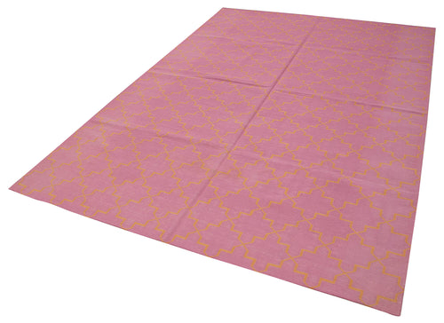 Geometric Duri Pembe Geometrik Pamuk Yün El Dokuma Halısı 187x270 Agacan
