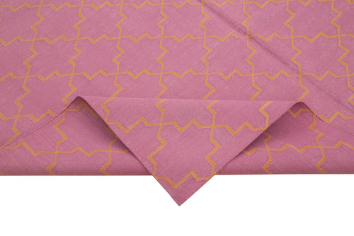 Geometric Duri Pembe Geometrik Pamuk Yün El Dokuma Halısı 187x270 Agacan