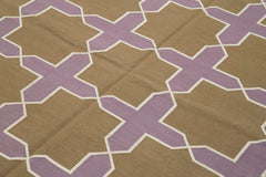 Geometric Duri Kahverengi Geometrik Pamuk Yün El Dokuma Halısı 184x273 Agacan