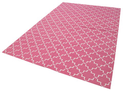 Geometric Duri Pembe Geometrik Pamuk Yün El Dokuma Halısı 183x277 Agacan